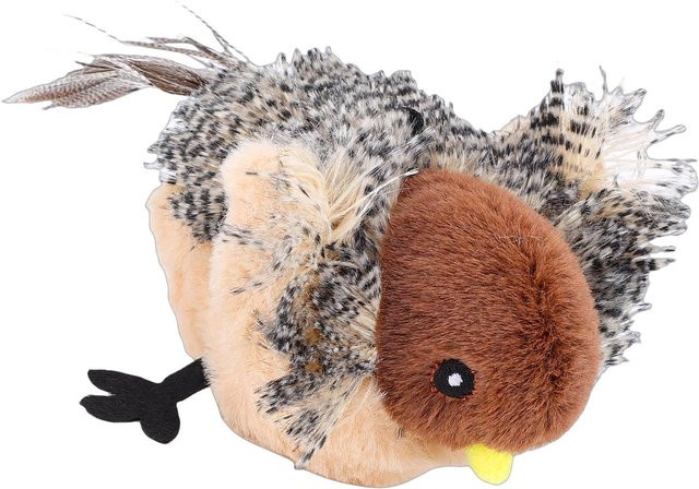 Koogeelife Flatternder zwitschernder Vogel, Katzen Spielzeug, mit Fernbedienung, Wiederaufladbar, Plüsch, Simulation Vogel, Interaktiv, Katzenminze, gray - Bild 1