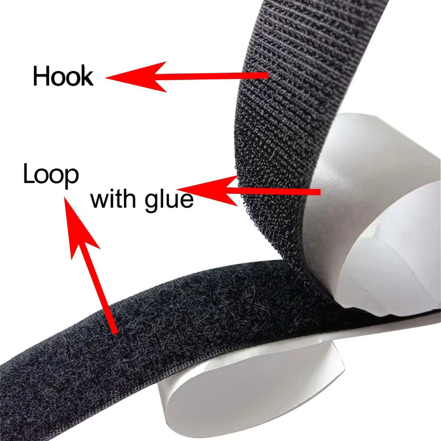 Selbstklebendes Klettband Hochleistungs-Velcro-Befestiger in Schwarz, nach Länge zuschneidbar für Outdoor, Auto und Heimwerken - Bild 2