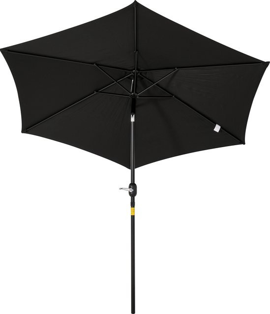 Outsunny Knickschirm Sonnenschirm Marktschirm aus Aluminium und Polyester in Schwarz, Durchmesser: 2,7 m, Höhe: 2,35 m - Bild 1