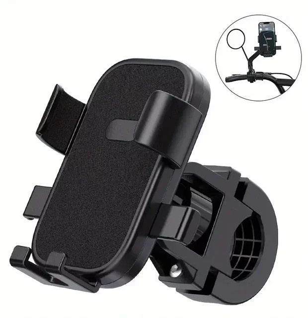 HTHwish Universal Silikon Handyhalterung für Fahrrad und Motorrad, 360 Grad drehbar und verstellbar, Schwarz - Bild 1