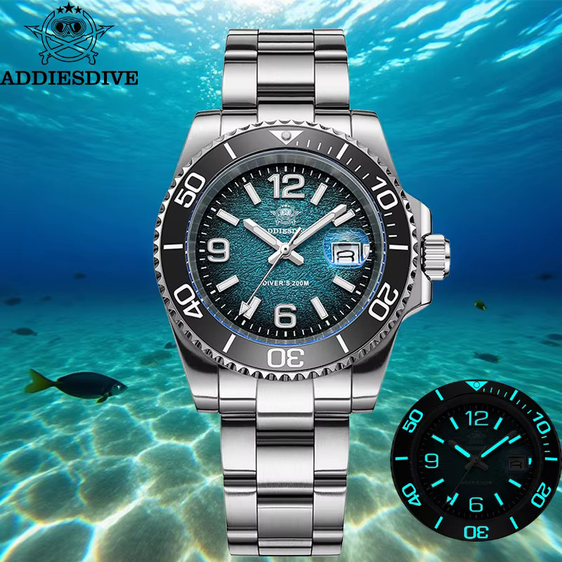 ADDIESDIVE Taucheruhr, Quarz, Edelstahl, Blau, 41 mm, Herren - Bild 2