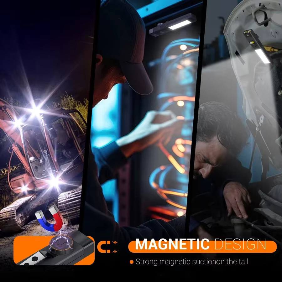 Heinast LED Taschenlampe Schwarz mit 400 lm, USB-wiederaufladbar, magnetischem Clip und 8 Modi für Outdoor und Notfälle - Bild 2