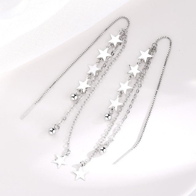 Ohrring 925 Silber, Quaste, Stern, Tropfen, Damen - Bild 1
