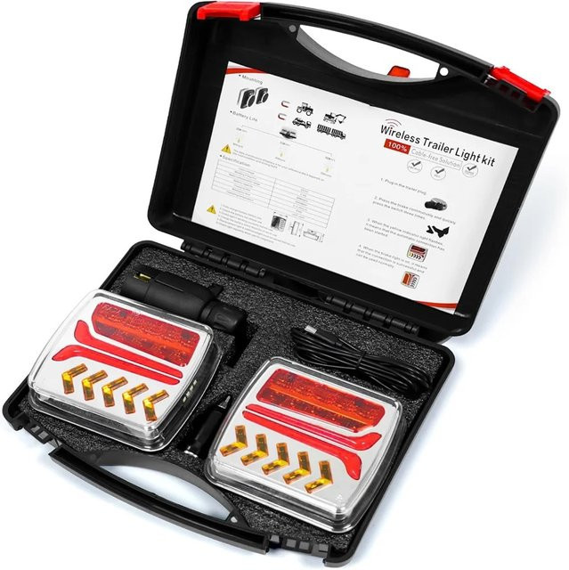 Betuyoo Kabellose Magnetische LED-Anhängerbeleuchtung mit Rücklicht, Bremslicht, Blinker und Kennzeichenbeleuchtung, IP65 Wasserdicht für Wohnwagen, RV, Camper, LKW und Boot - Bild 1