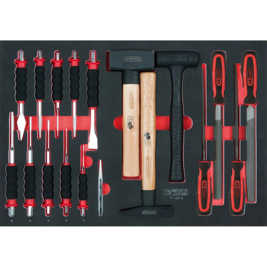 KS Tools SCS Feilen-, Meißel- und Hammer-Satz, 18-teilig in 1/1 Systemeinlage, Mehrfarbig - Bild 2