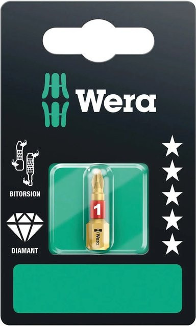Wera Kreuzschlitz-Bit PH1 x 25 mm 851/1 Bi-Torsionszone in Silber - Bild 1