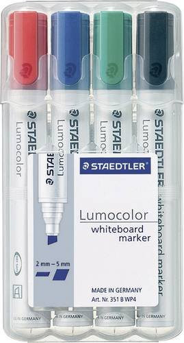 Staedtler Lumocolor 351 B Whiteboardmarker Set mit Keilspitze, 4er Pack, farbsortiert (Blau, Grün, Rot, Schwarz) - Bild 1