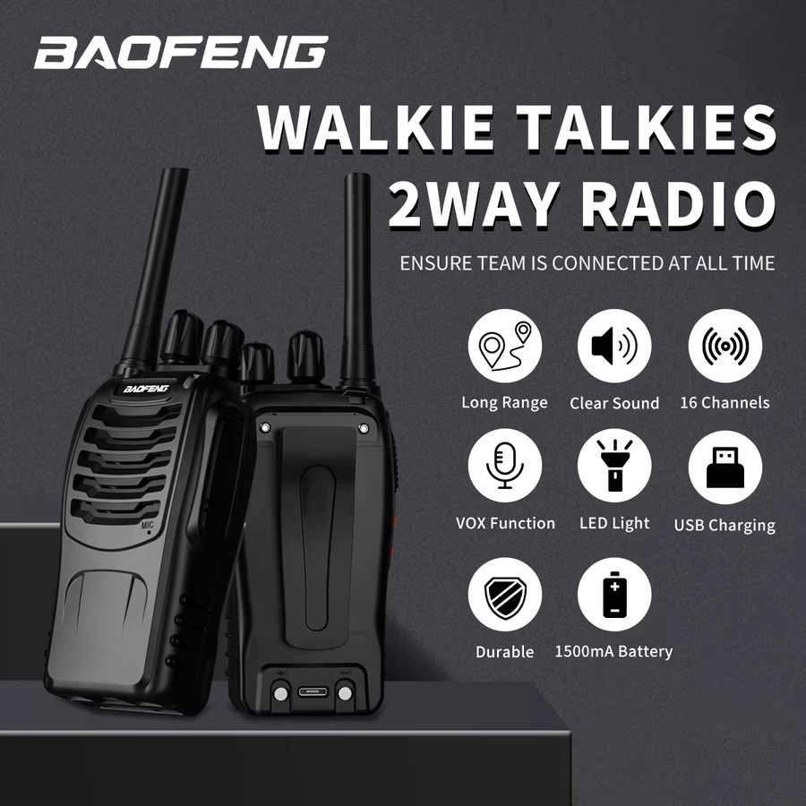 2er Set Baofeng BF-888S Plus Handfunkgeräte in Schwarz mit 3-5 km Reichweite und UHF 400-470 MHz - Bild 5