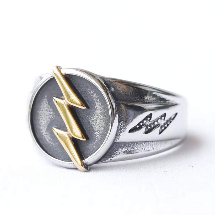 Ring Edelstahl, vergoldet, Gold, Herren - Bild 2