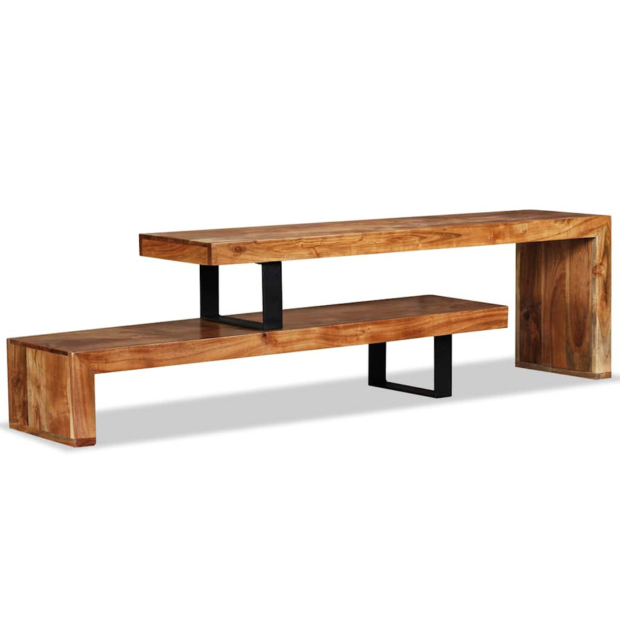 vidaXL TV-Schrank aus Akazienholz und Schmiedeeisen in Braun im Retro-Stil, B/T/H: 120 x 40 x 30 cm - Bild 3