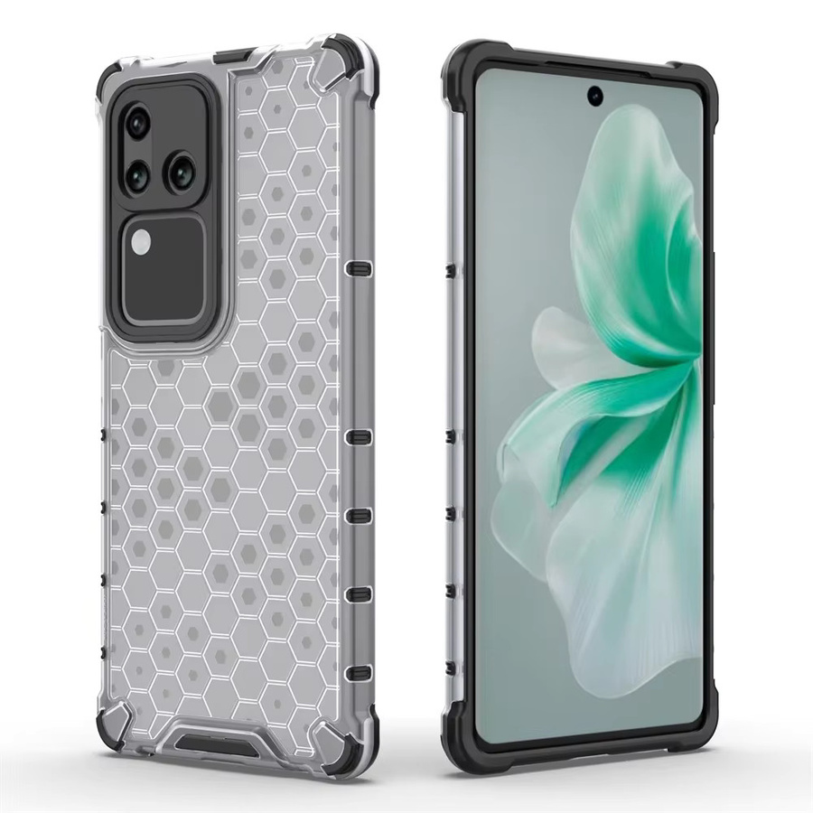 Waben-Airbag Schutzhülle für vivo V30 Pro, V29, V27, V25, V23, V21, X90, X80, X70, S18, S17, S16 in Transparent und Blau, Anti-Schock TPU und PC Gehäuse - Bild 3