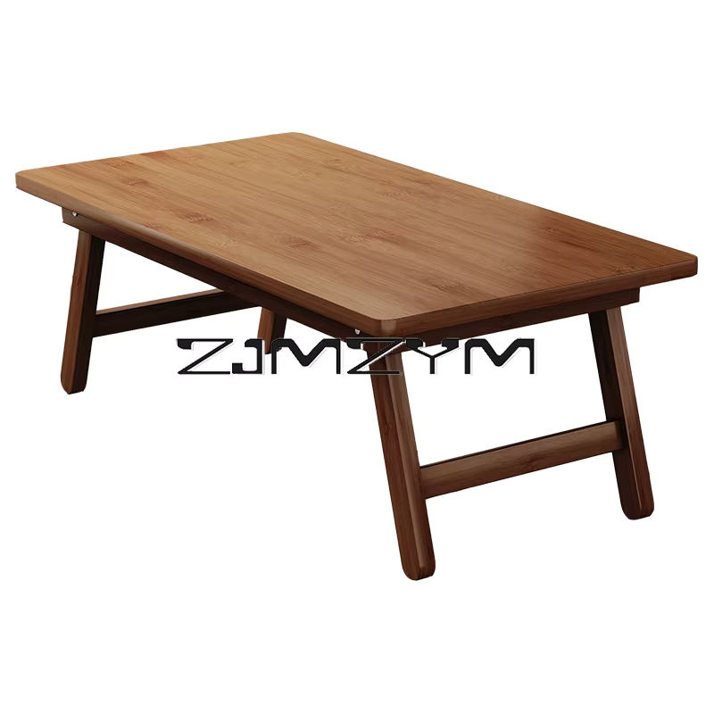 ZJMZYM Klappbarer Couchtisch aus Holz in Braun, rechteckiger niedriger Beistelltisch für Wohnzimmer und Balkon - Bild 5