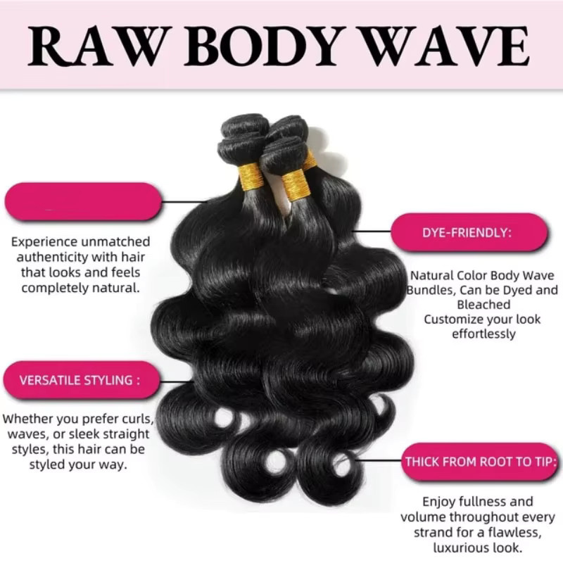 Body Wave Echthaar-Bündel, Brasilianisches Virgin Hair, Schwarz, 42 Zoll - Bild 4