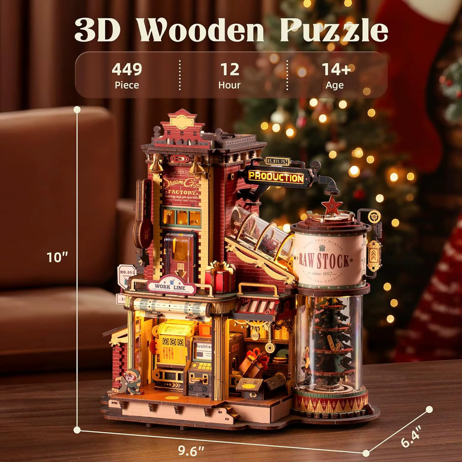 Robotime Weihnachtstraum Holz-Musikbox, 3D Holzpuzzle, Holzmodellbausatz - Bild 5