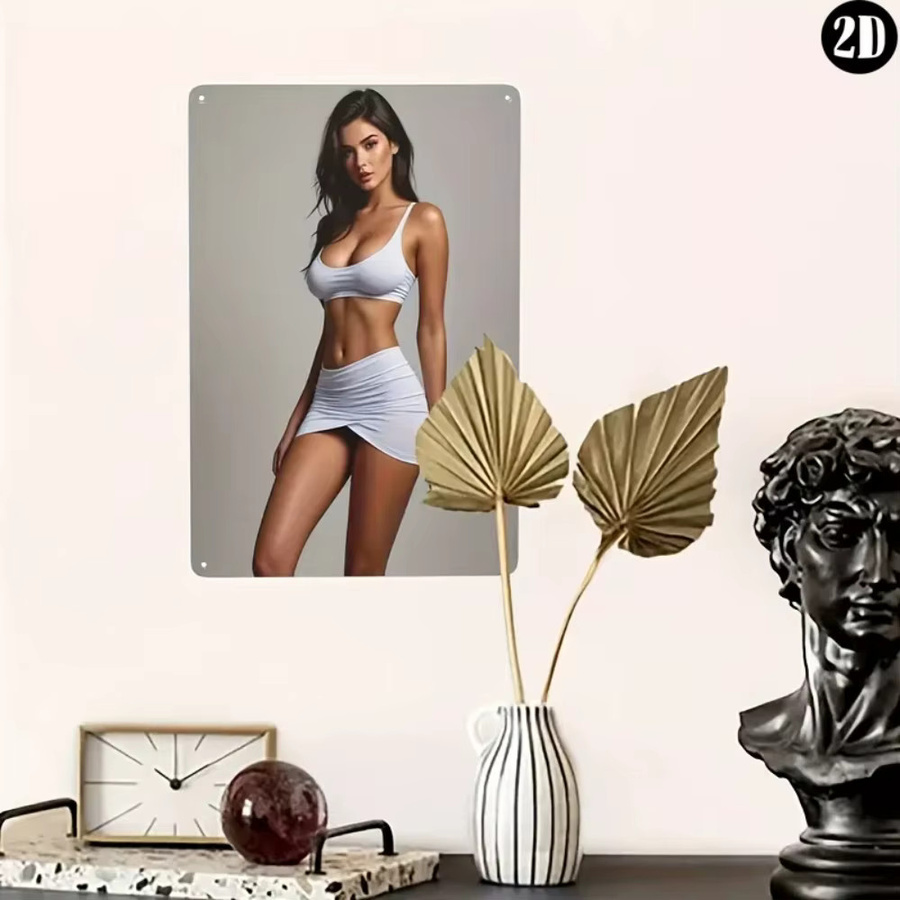 HELLOYOUNG Wandkunst aus Metall in Weiß, abstraktes minimalistisches Retro-Dekor für Wohnzimmer und Schlafzimmer - Bild 2