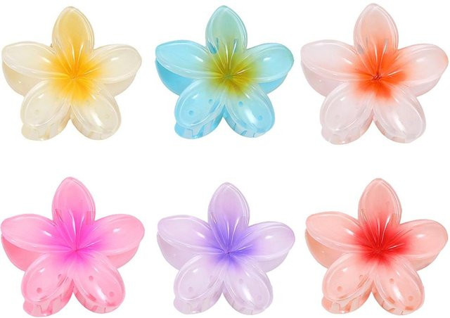 Haarklammern Plumeria Blume, Acryl, Farbverlauf, Damen, Mädchen, weiß - Bild 1