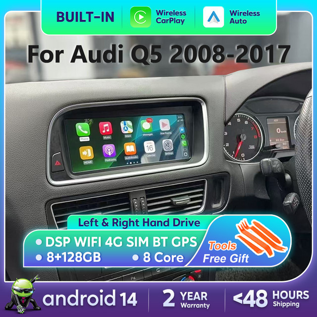Nunoo Android 14 Multimedia Radio mit CarPlay und GPS für Audi Q5 2008-2017 MMI 2G 3G in Schwarz - Bild 1