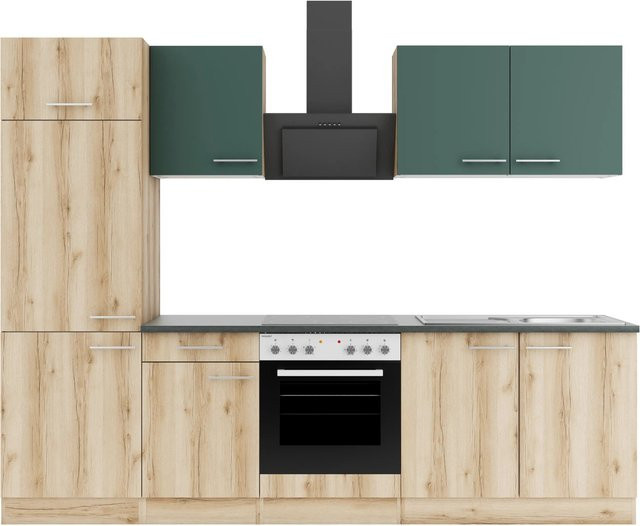 Optifit Küchenzeile KPSL 2711OE-9+ in Steingrün und Wildeiche Nachbildung, Breite: 270 cm - Bild 1