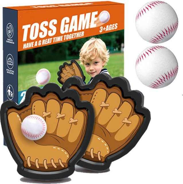 heyfon Tragbares Wurf- und Fangspiel-Set, klebrige Bälle, Baseball-Trainingshandschuh, ab 3 Jahren - Bild 1