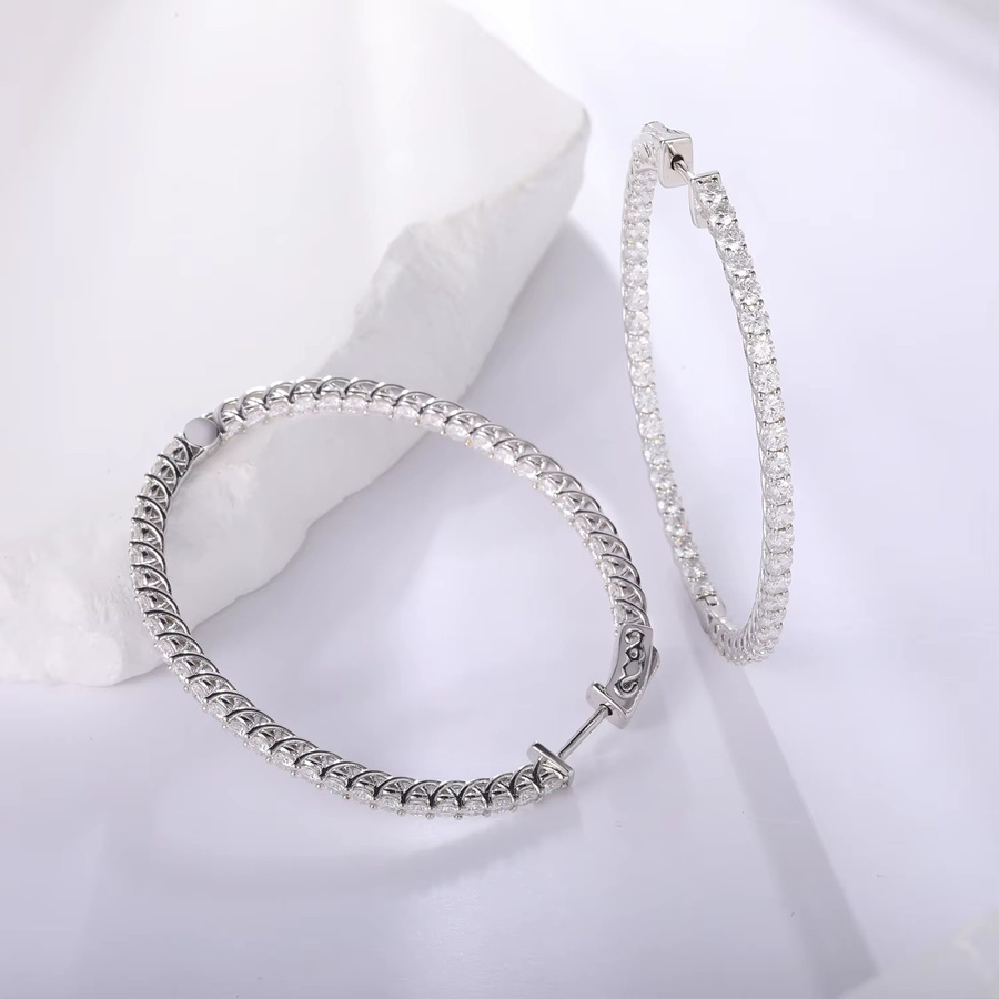 APIR Creolen, 50 mm, 925 Silber, CZ Zirkon, Damen - Bild 1