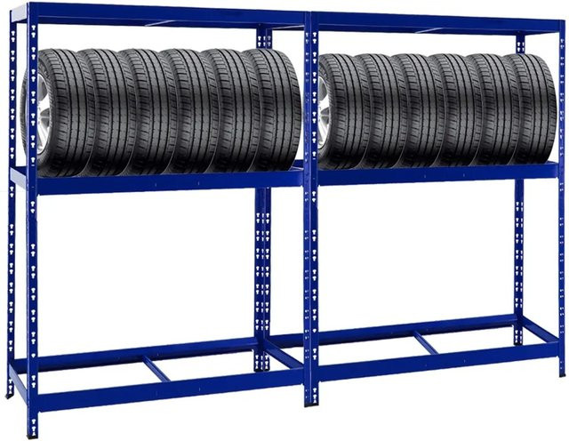 PROREGAL Reifenregal Tiger 2er Set mit Fachboden, Blau, H: 180 cm, B: 130 cm, T: 50 cm - Bild 1