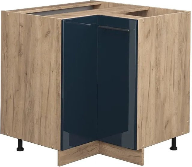 Vicco Eckunterschrank Fame-Line Eiche Dunkelblau Hochglanz ohne Arbeitsplatte Höhe: 87 cm - Bild 2