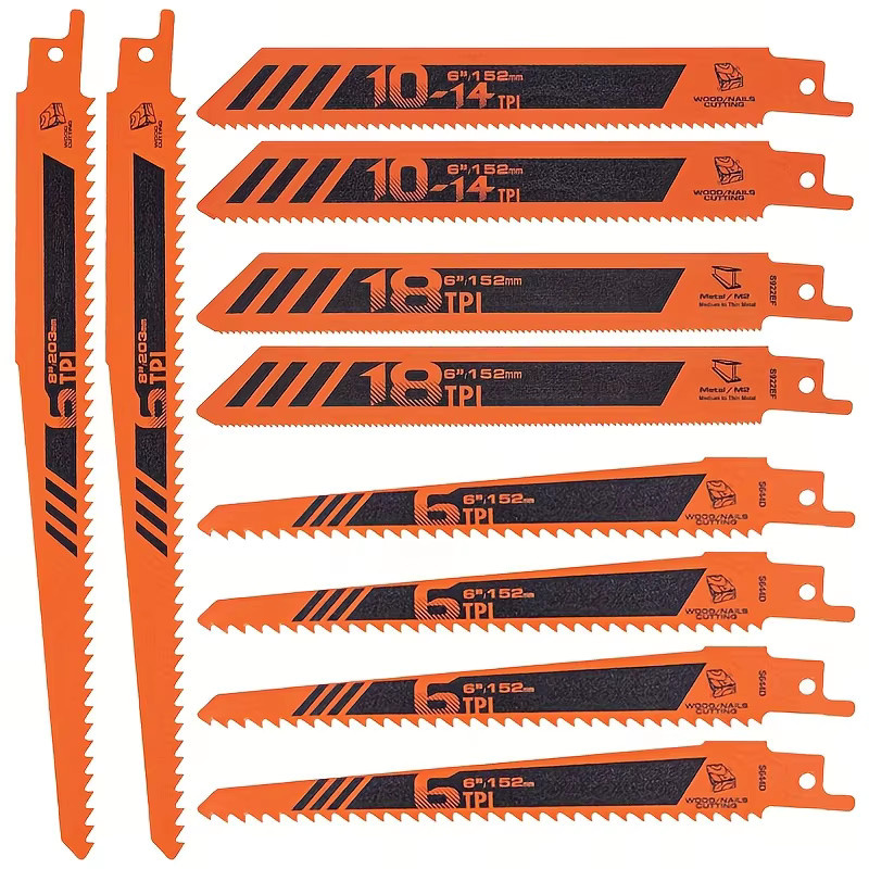 10-teiliges Säbelsägeblatt-Set für Holz, Kunststoff, Aluminium und dünnes Metall in Orange - Bild 3
