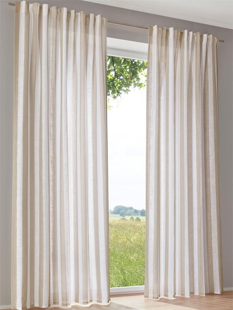 Heine Home Dekostore semi-transparent gestreift in Sand und Beige aus 100% Polyester - Bild 1