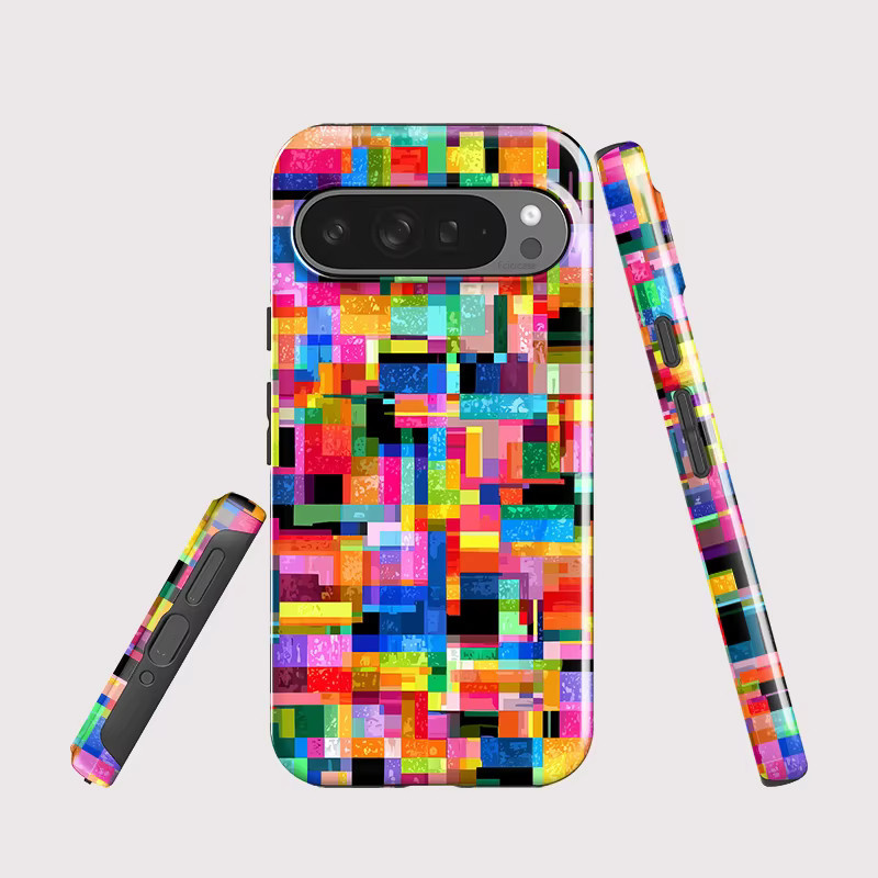 Fcicicase Handyhülle mit buntem Mosaik-Print für Google Pixel 9 10 Pro XL 10A 7A 8A 10 9 Pro, stoßfeste Acryl-Matt-Abdeckung, Multicolor - Bild 2