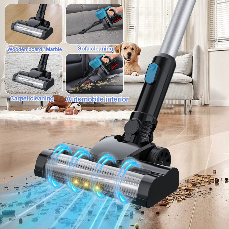 Betuyoo Kabelloser Stabstaubsauger in Blau mit 16kPa Saugkraft, LED-Licht und 5-Schicht-Filtration, kompatibel mit Makita B-Serie Akkus, 0,8l Staubbehälter - Bild 7