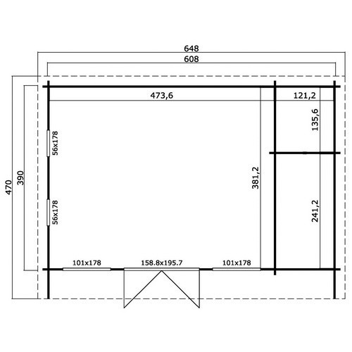 LASITA MAJA Gartenhaus Japan Blockbohlenhaus aus Holz in Braun-Beige, B/H/T: 648 x 250,8 x 470 cm - Bild 2