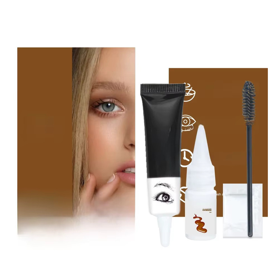 Wimpern- und Augenbrauen-Färbeset, Schwarz Braun, Unisex - Bild 6