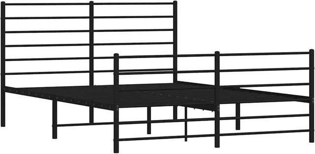 vidaXL Bettgestell aus Metall mit Kopfteil und Fußteil in Schwarz Matt, B/T/H: 135 x 190 x 90 cm - Bild 1