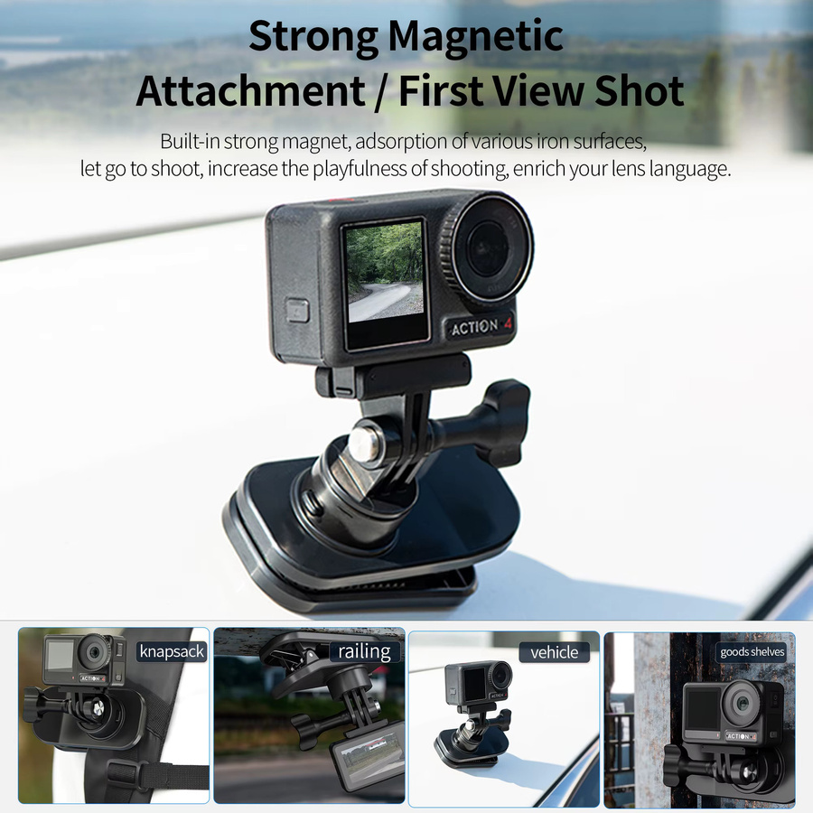 STARTRC Schnellverschluss-Magnetrucksackclip mit 360 Grad Drehung für DJI Action Pocket in Schwarz - Bild 2