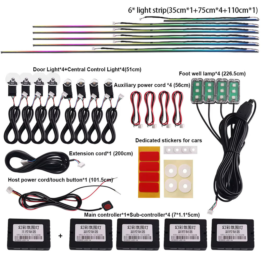 18-in-1 LED Auto-Umgebungsbeleuchtung mit RGB-Farben und Neon-Acrylstreifen in Multicolour für deine Innenraum-Atmosphäre - Bild 4