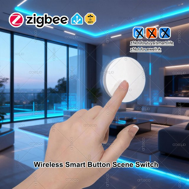 Forubest ZigBee-Tastenszenenschalter in Weiß für Zigbee2MQTT zur intelligenten Automatisierung von Zigbee-Geräten - Bild 1