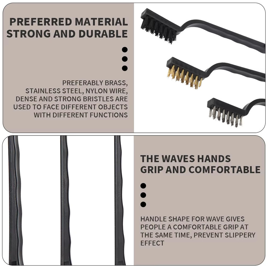 Mini-Drahtbürsten-Set von SI FANG mit Edelstahl, Nylon und Messing zur Rostentfernung und Reinigung in Silber - Bild 5