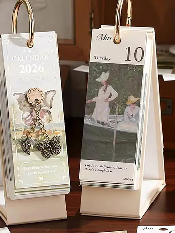 Tischkalender 2026 im europäischen Stil mit Retro-Ölgemälden, Multicolor - Bild 6
