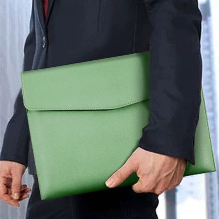 Leder-Dokumententasche A4 Dokumentenmappe in Grün mit Klappverschluss - Bild 2
