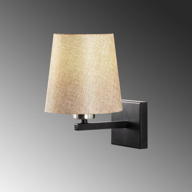 Opviq Wandleuchte aus Eisen in Schwarz und Nickel mit Stoffschirm, E27, B/H/T: 24 x 30 x 18 cm - Bild 3
