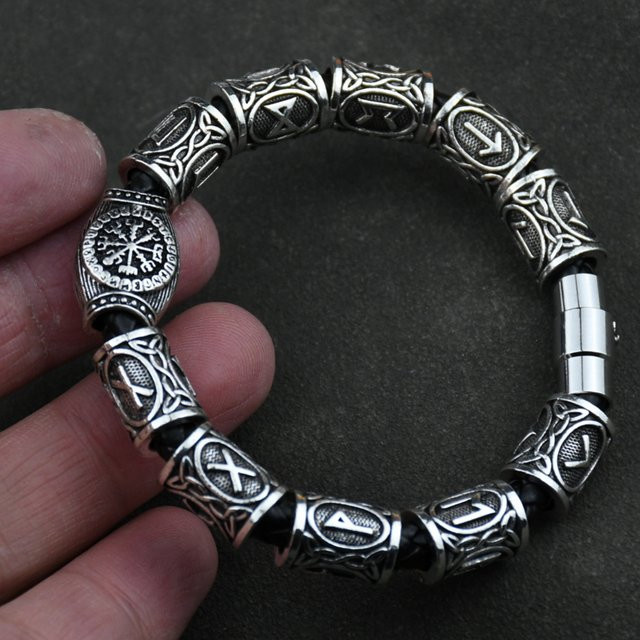 Vikingo Runen-Armband, Edelstahl, Silber, Unisex - Bild 1