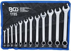 BGS Maul-Ringschlüssel-Satz in Zollgrößen SW 1/4 bis 15/16 Zoll, 12-teilig, Chrom-Vanadium, Silber - Bild 1