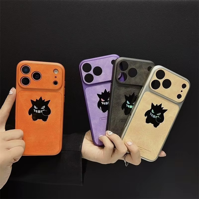 Stoßfeste iPhone Handyhülle mit Gengar Anime Cartoon Design in Laser Leder-Textur für Apple iPhone 17 16 15 14 13 12 11 Pro Max - Bild 2