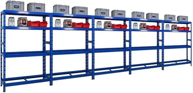 PROREGAL Reifenregal Tiger Set 5 Stück, Blau, B/H/T: 120 x 180 x 40 cm, 2 Ebenen mit verstellbaren Fachböden aus Stahl - Bild 1