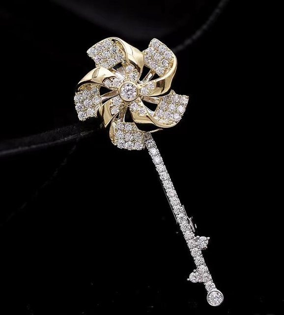 SUYU Brosche, Kupfer, Zirkonia, Gold, Damen - Bild 1