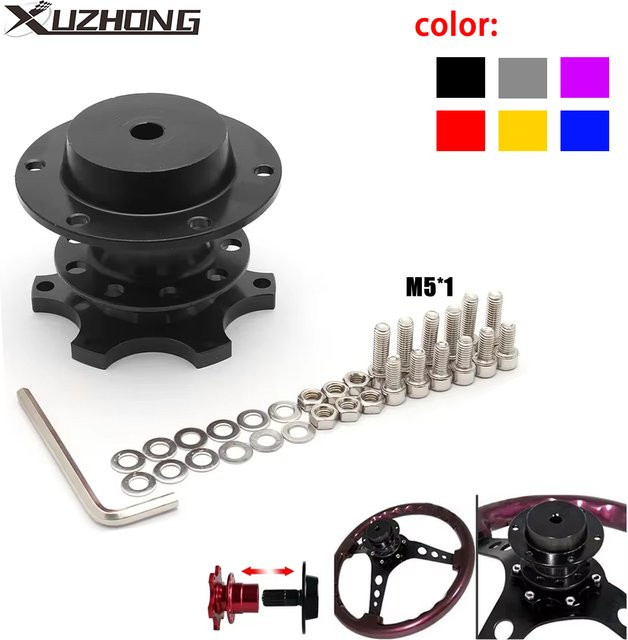 XUZHONG Universal Racing 6-Loch Lenkrad Schnellspanner Nabensatz in Schwarz - Bild 1