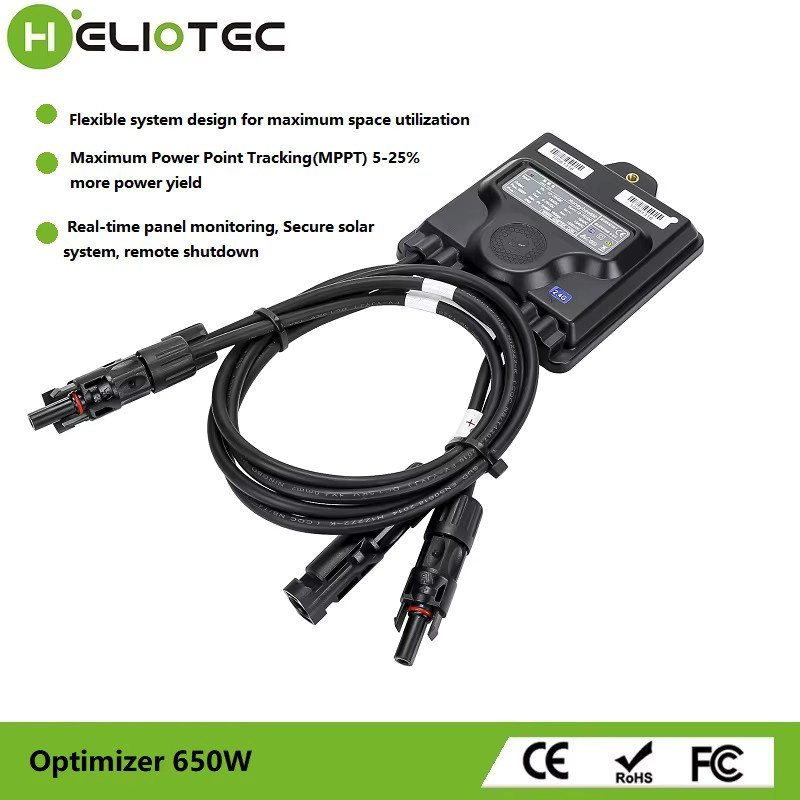 Heliotec PV Leistungsoptimierer 650/800 W MPPT mit Echtzeit-Solarpanel-Überwachung und Anti-Hotspot-Schutz, IP68, Schwarz - Bild 1