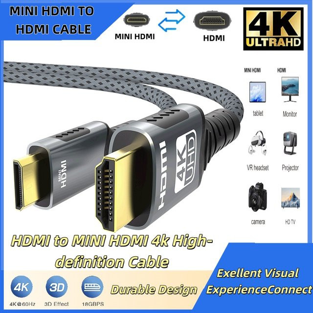 FDBRO HDMI zu Mini HDMI Kabel 4K @ 60Hz High-Speed bi-direktional geflochtenes Adapterkabel für HDTV, Tablet und Kamera - Bild 1