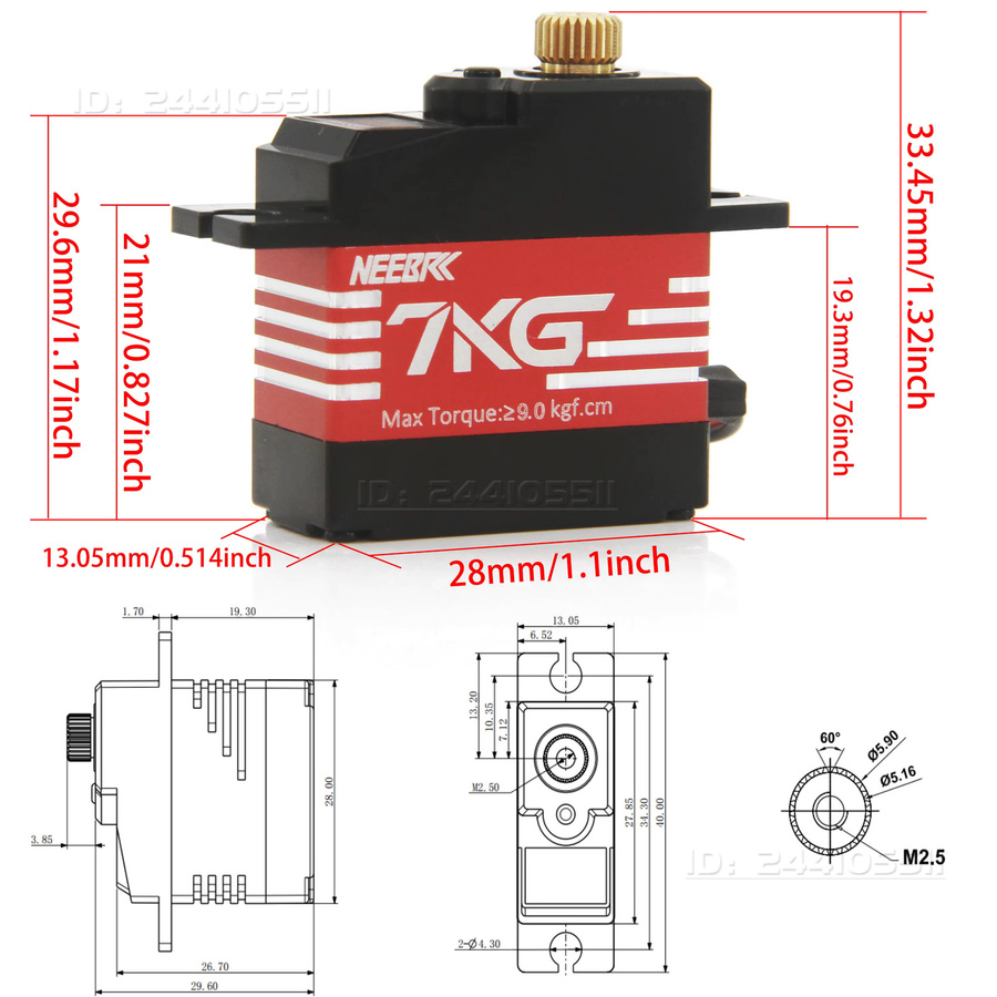 NEEBRC Digitalservo, Metallgetriebe, Halbaluminiumrahmen - Bild 5