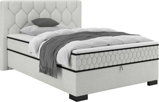 Mömax Boxbett Maya D in Hellgrau mit Taschenfederkern und Lift-up-Funktion, B/T: 100 x 200 cm - Bild 1